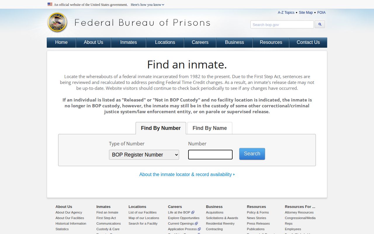 RRM Pittsburgh federal release lookup in the BOP locator
