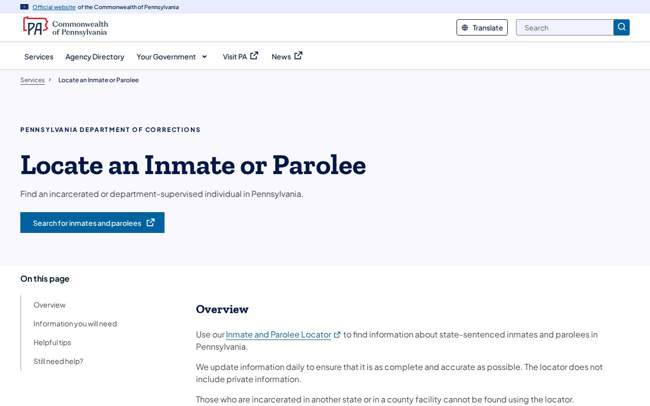 Former SCI Pittsburgh statewide PA DOC release search guidance