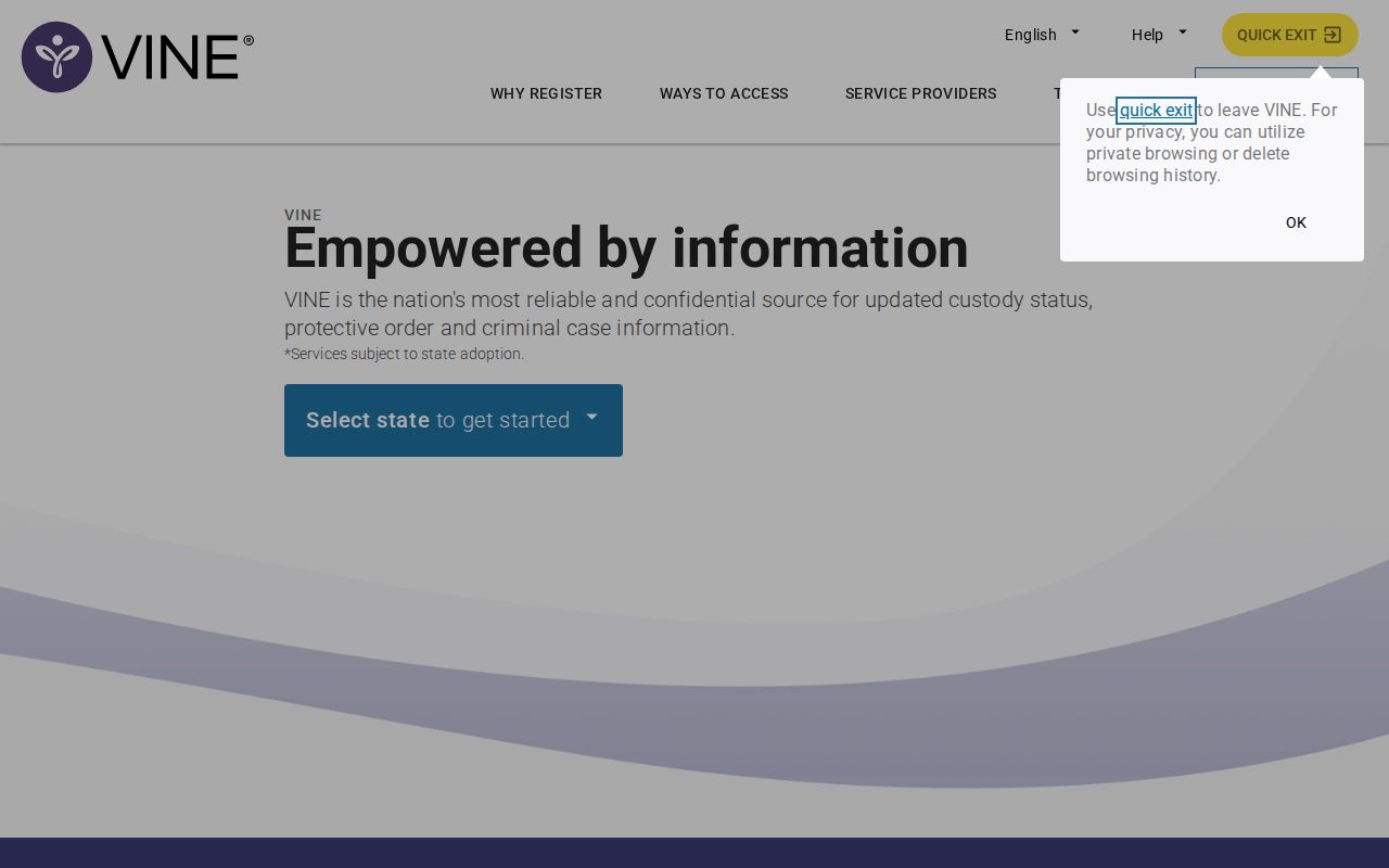 Allegheny County VINELink release check interface